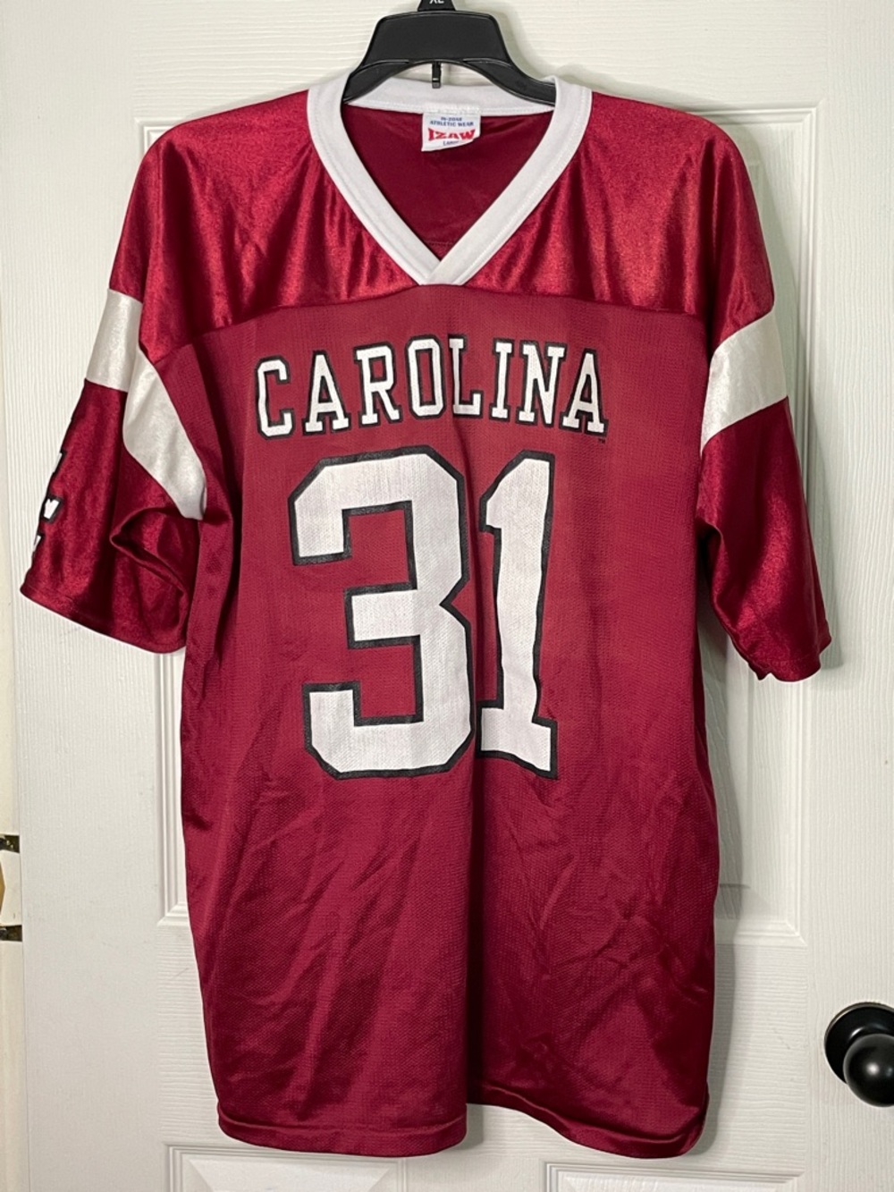 Carolina Men's Burgundy Football Jersey with White Accents - Number 31. Size L